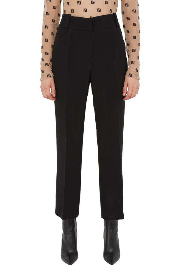 Pantalon évasé à pinces en viscose noir  Fendi