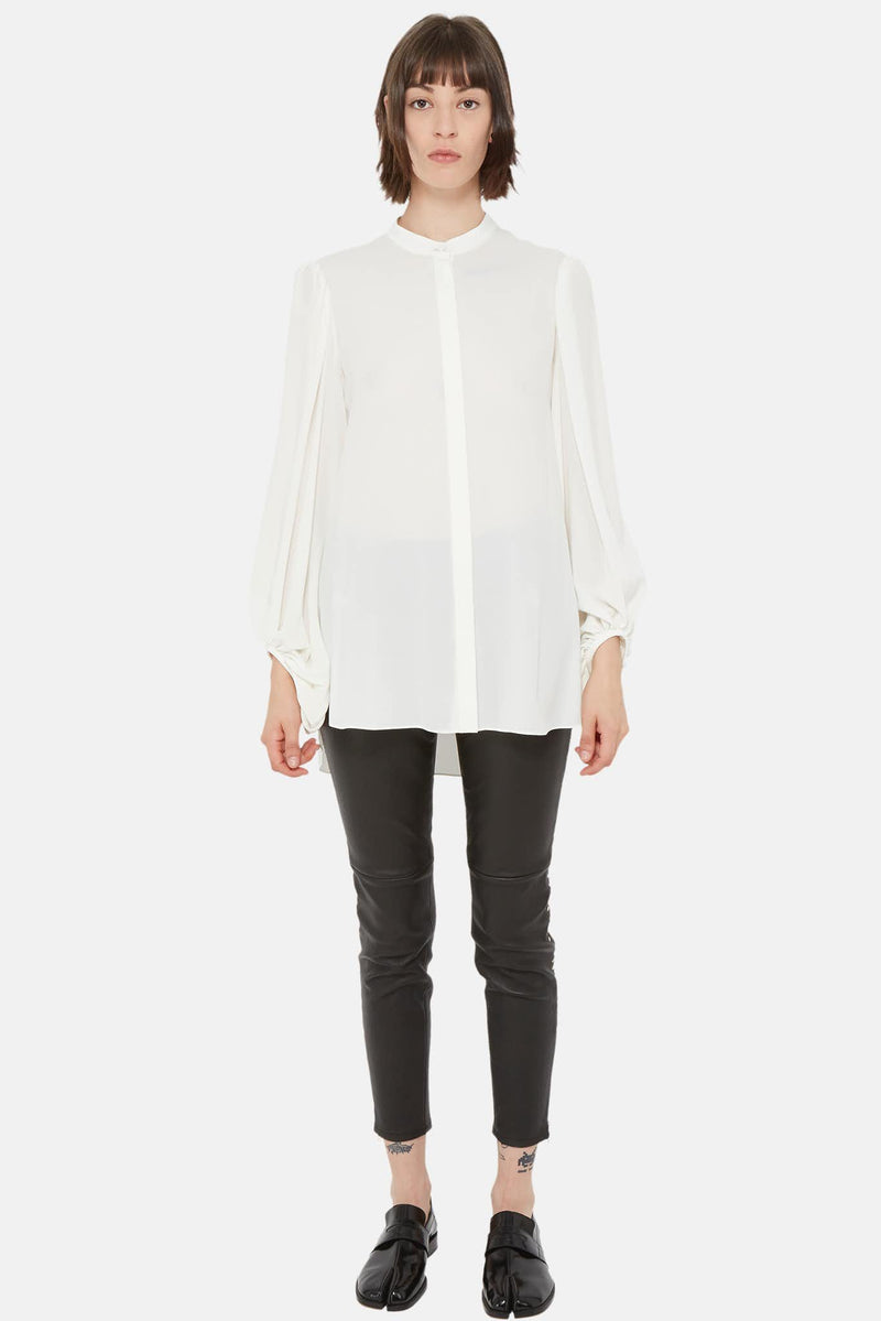 Chemise en soie blanc à effet drapé Alexander McQueen