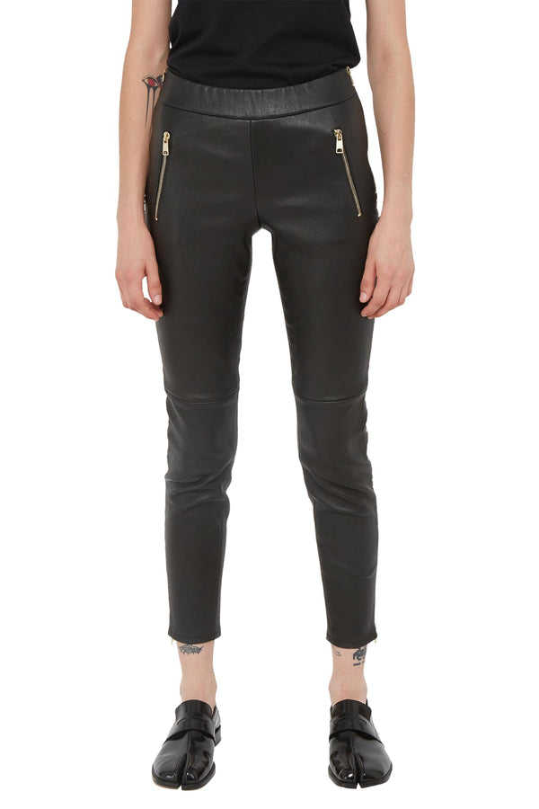 Pantalon slim en cuir d'agneau noir Alexander McQueen