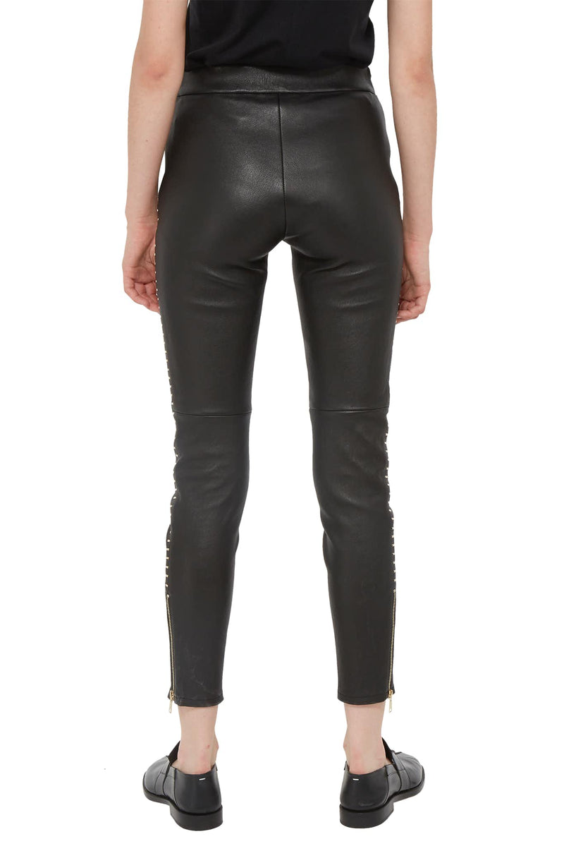 Pantalon slim en cuir d'agneau noir Alexander McQueen