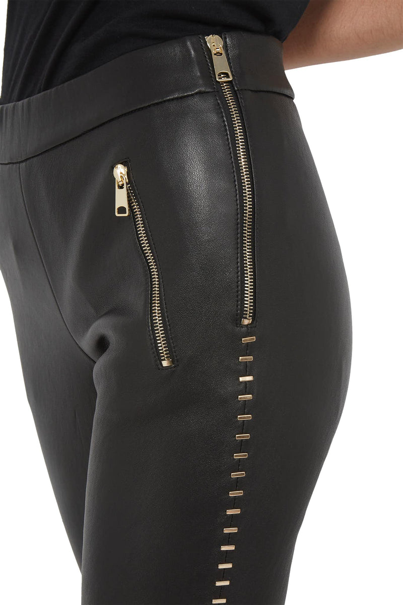 Pantalon slim en cuir d'agneau noir Alexander McQueen