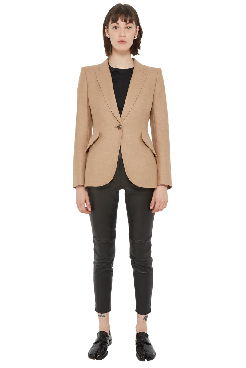 Blazer ajusté en poil de chameau brun clair Alexander McQueen