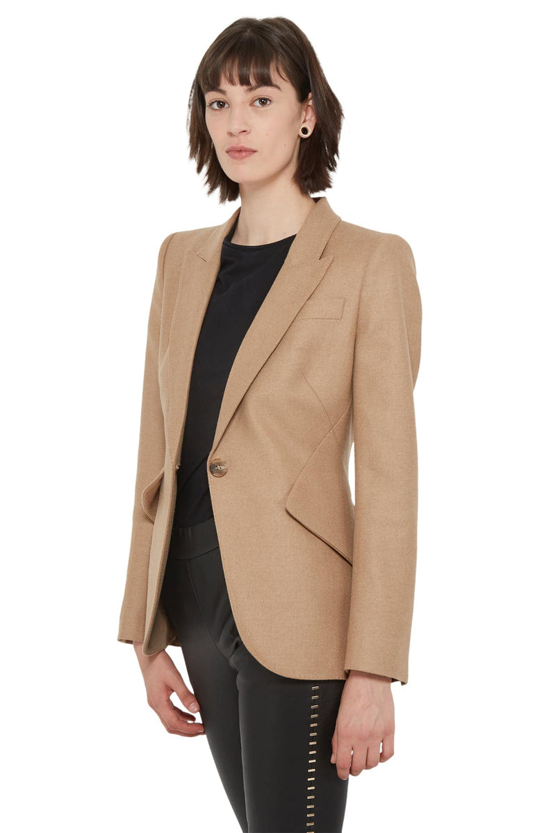 Blazer ajusté en poil de chameau brun clair Alexander McQueen