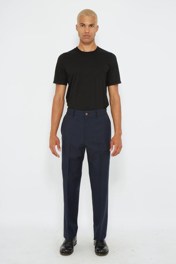 Pantalon à pinces en laine bleu marine Gucci