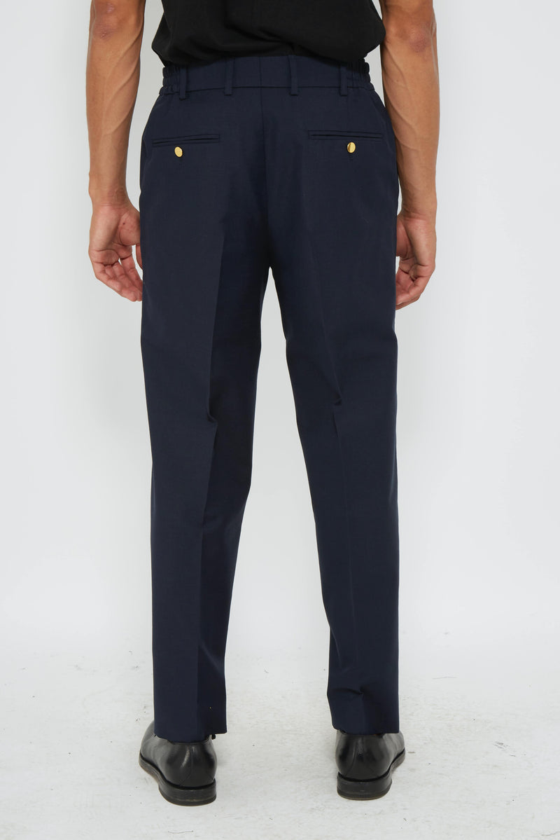 Pantalon à pinces en laine bleu marine Gucci