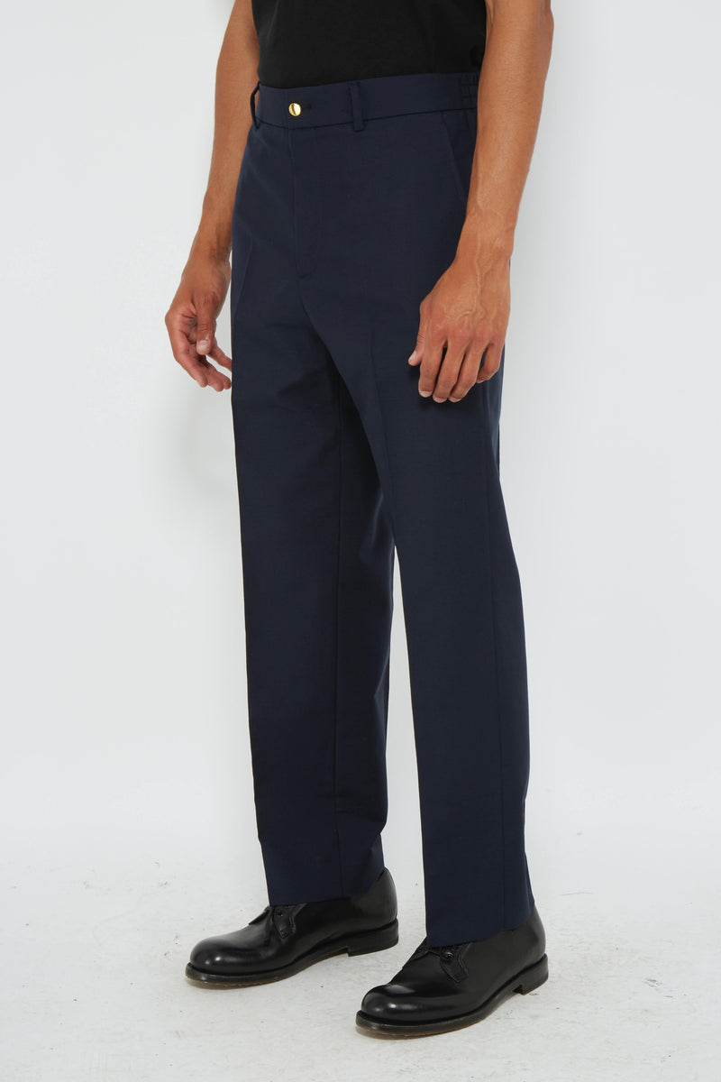 Pantalon à pinces en laine bleu marine Gucci