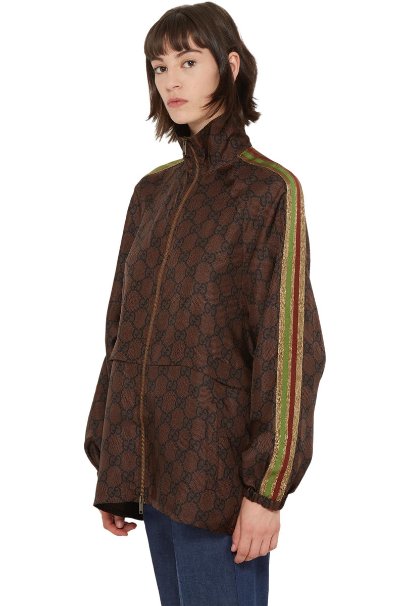 Veste en soie à imprimé GG Supreme Gucci