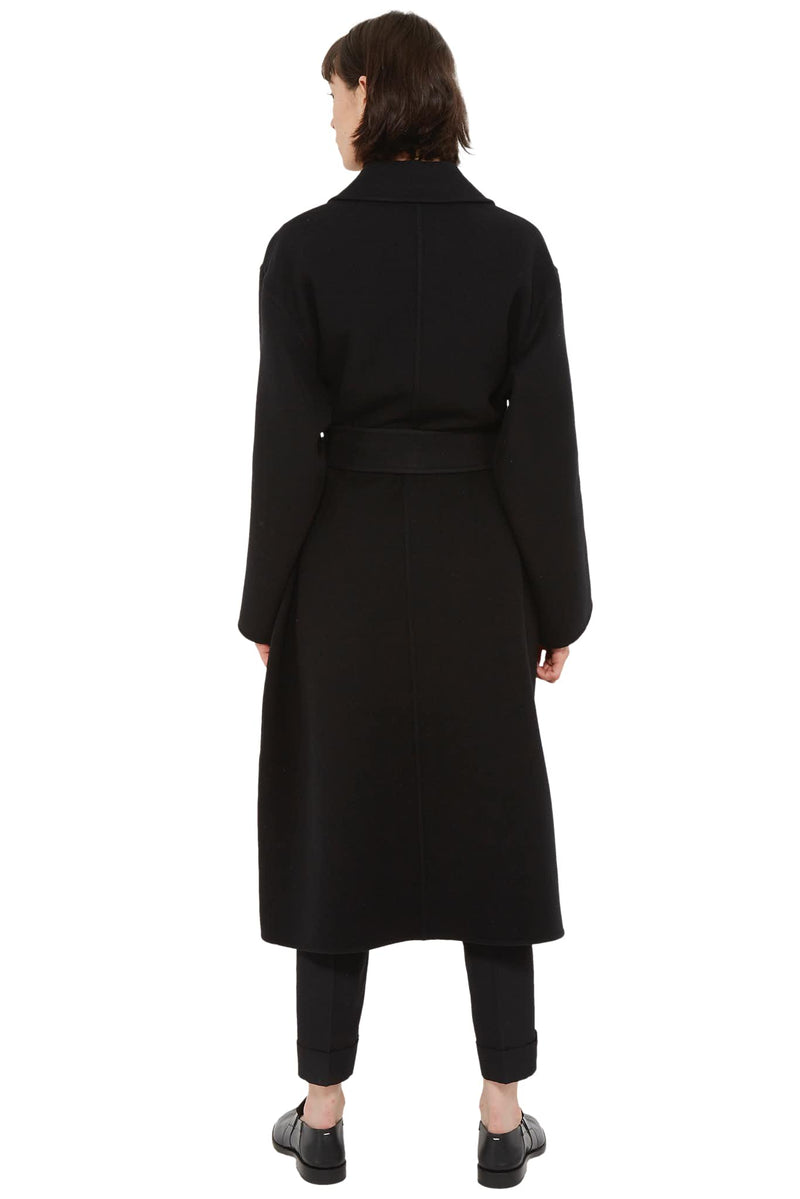 Manteau long en laine vierge noire Jil Sander