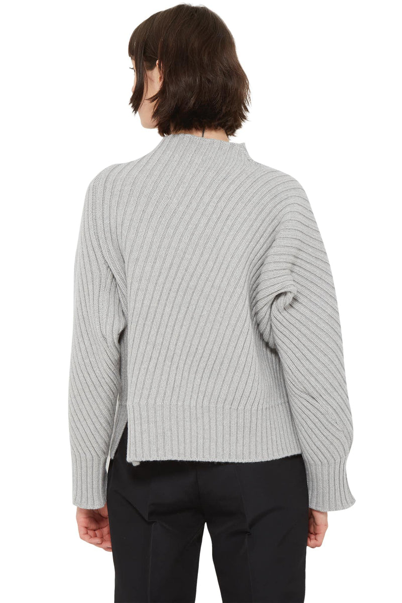 Pull en maille nervurée de laine grise  Jil Sander