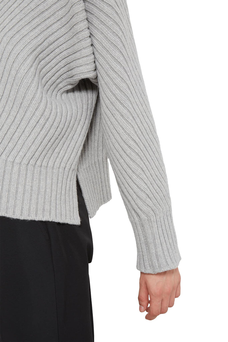 Pull en maille nervurée de laine grise  Jil Sander