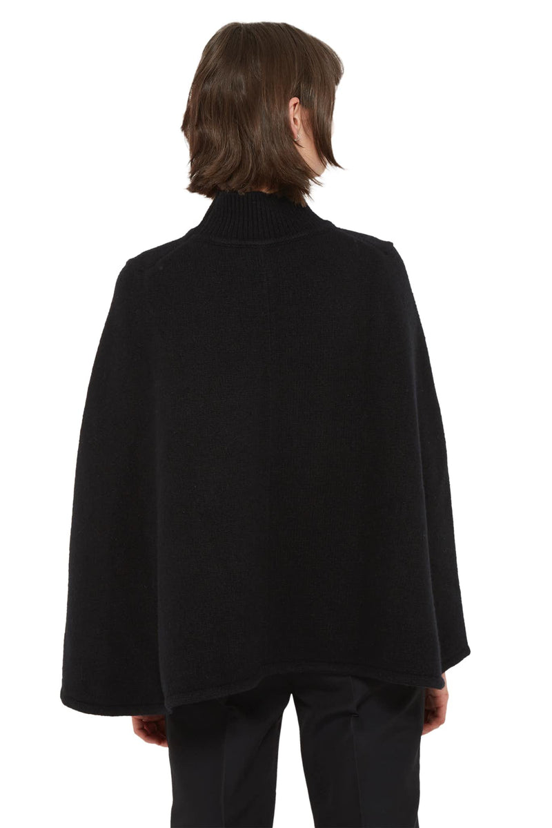 Pull-cape en maille de laine et cachemire noir Jil Sander