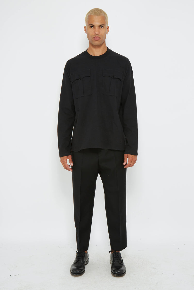 Pantalon à pinces en laine noire Jil Sander