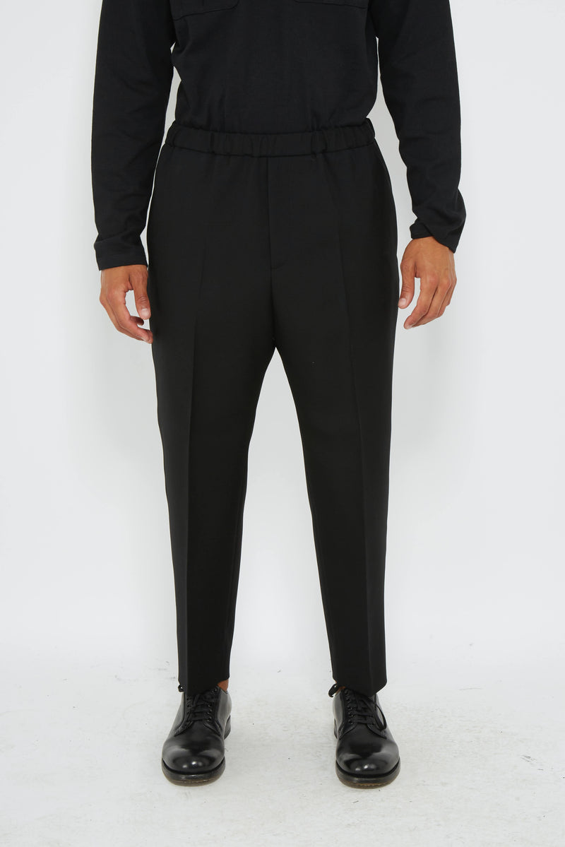 Pantalon à pinces en laine noire Jil Sander