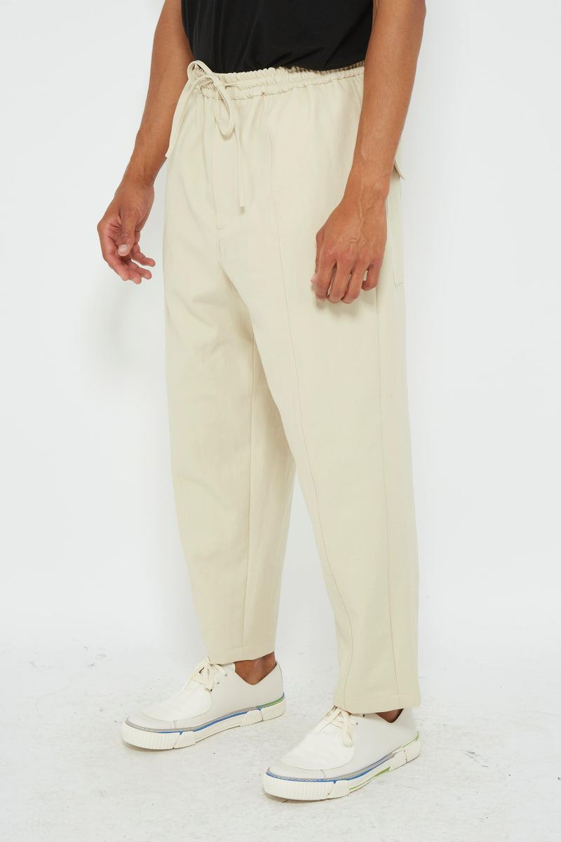 Pantalon fuselé crop en polyester beige  Jil Sander