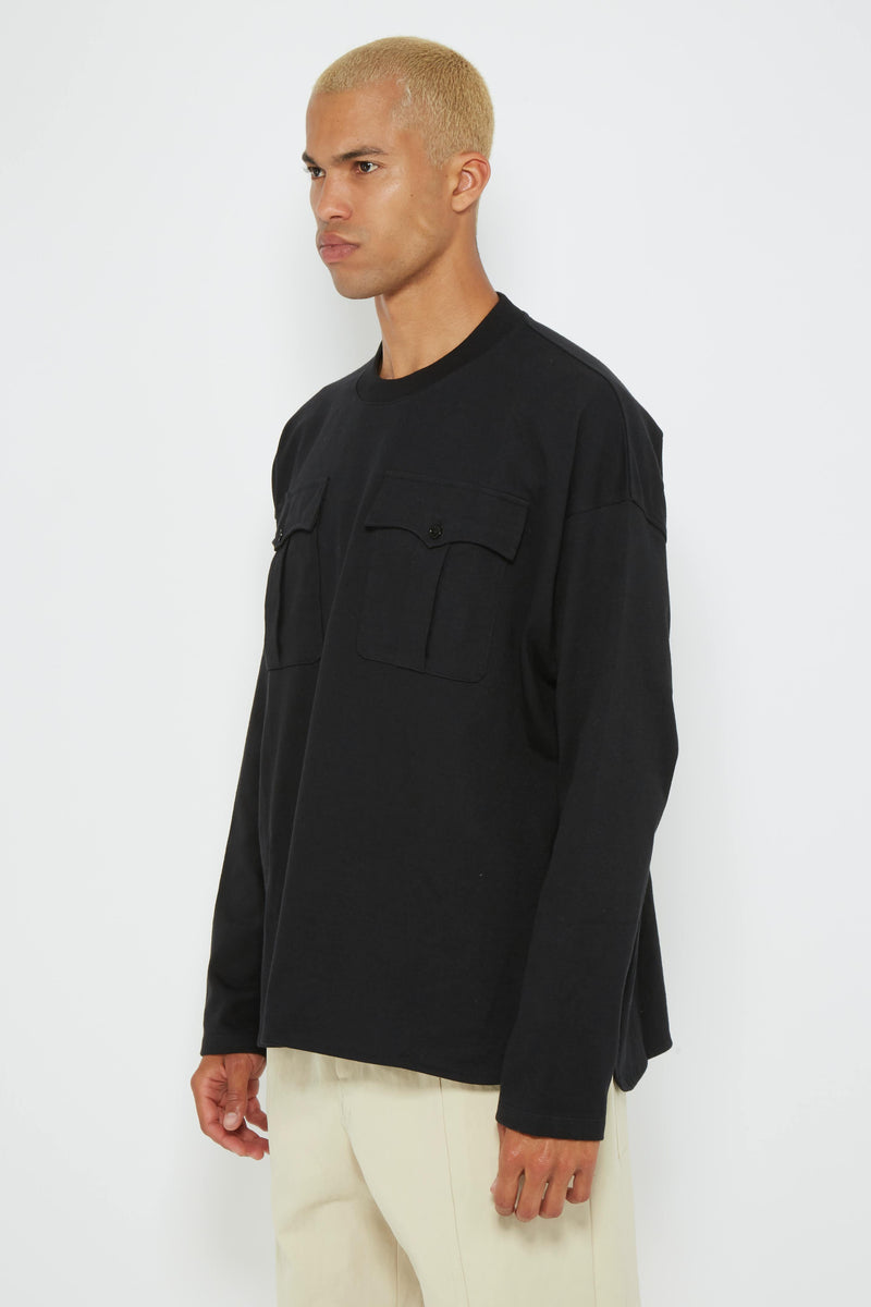 T-shirt à poches en coton noir Jil Sander