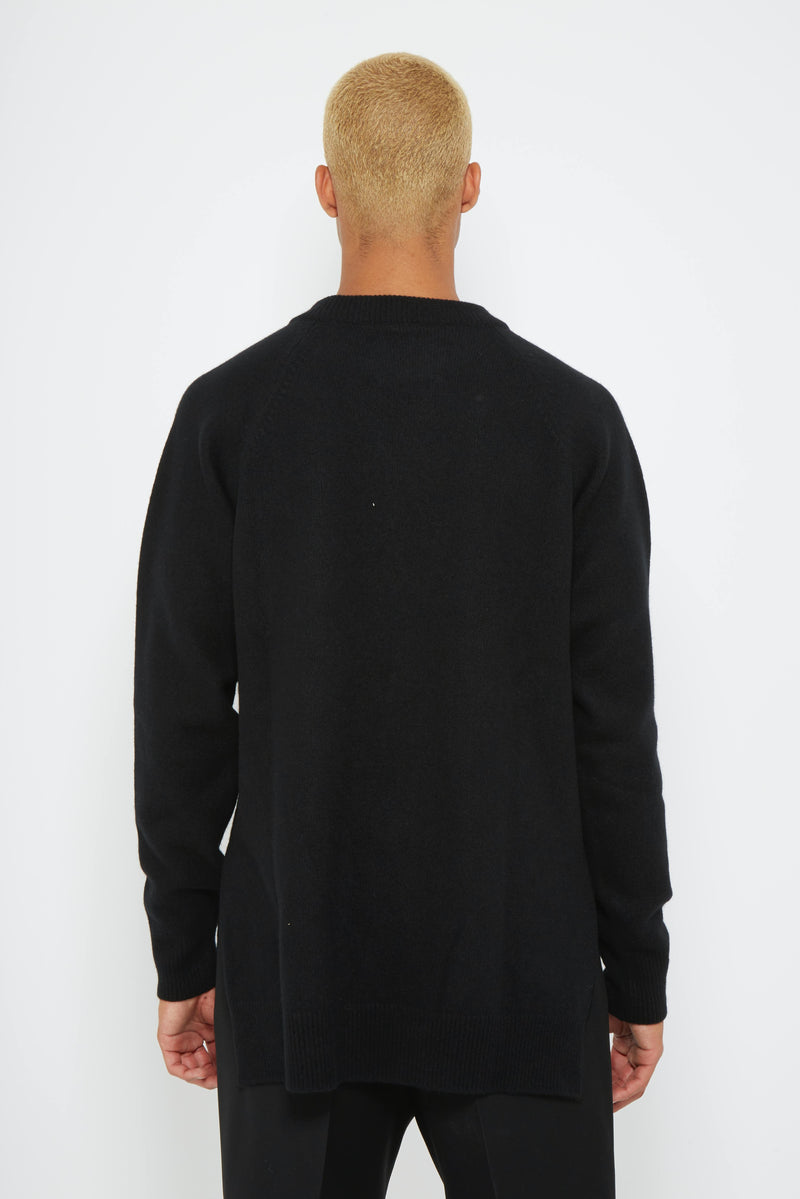 Pull en maille de laine noire Jil Sander