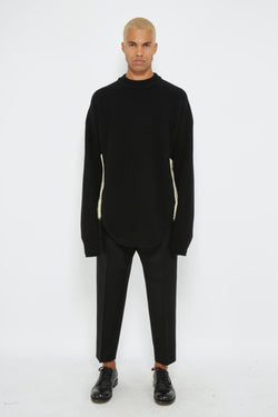 Pull noir à empiècements tricotés  Jil Sander