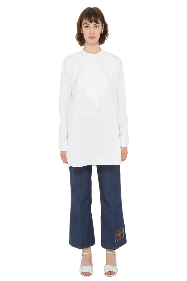 Chemise à plastron en coton blanc Jil Sander