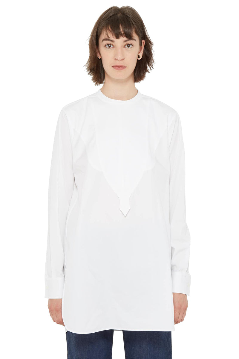 Chemise à plastron en coton blanc Jil Sander