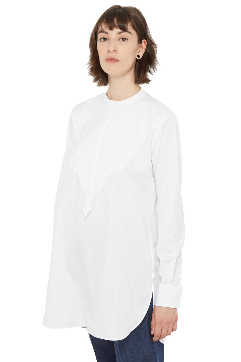 Chemise à plastron en coton blanc Jil Sander