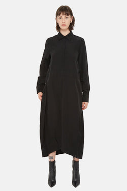 Robe-chemise en viscose et lin noir  Jil Sander