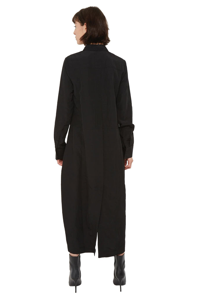 Robe-chemise en viscose et lin noir  Jil Sander