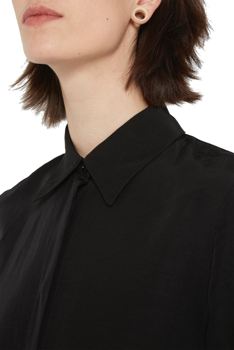 Robe-chemise en viscose et lin noir  Jil Sander