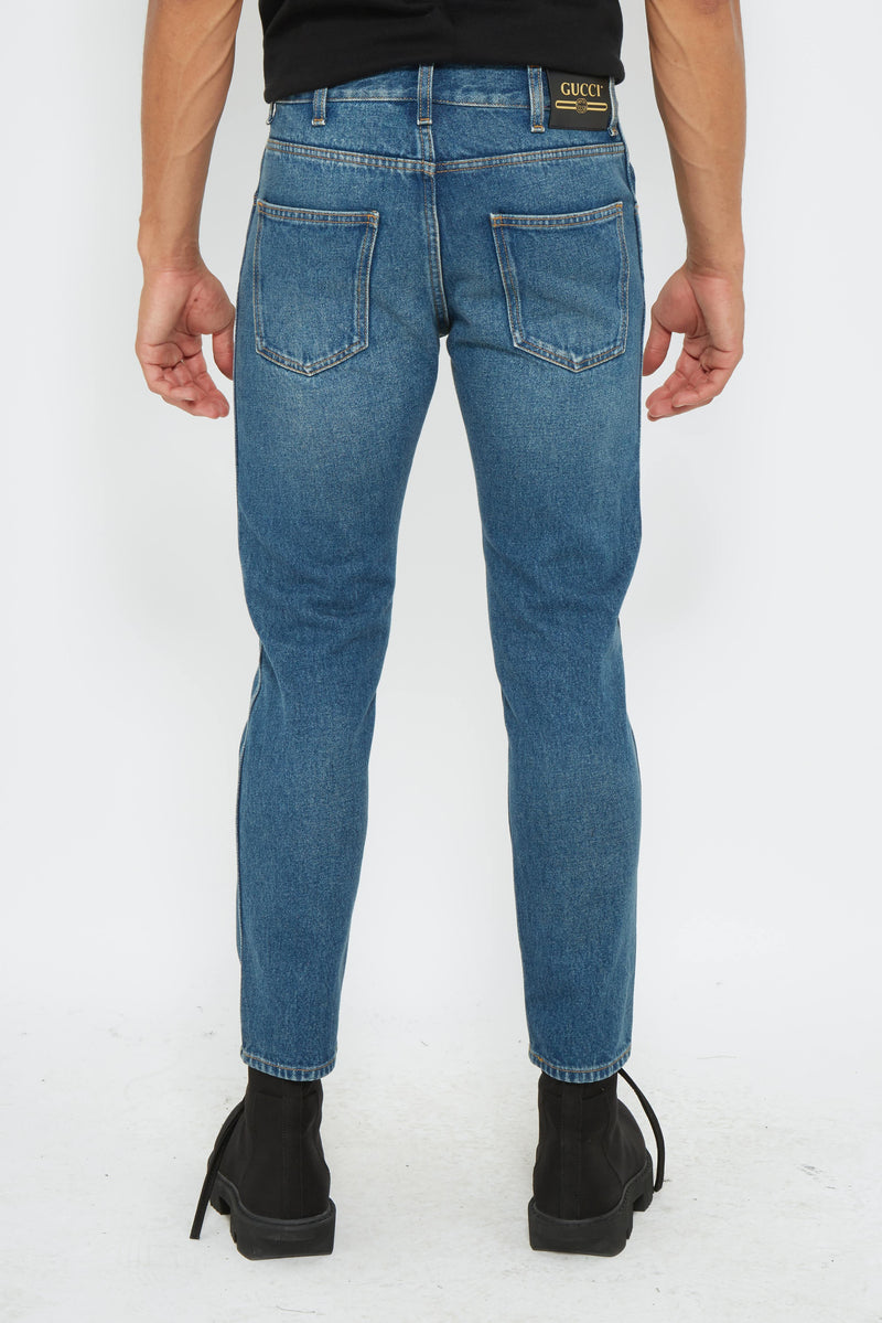 Jean droit slim en coton Gucci