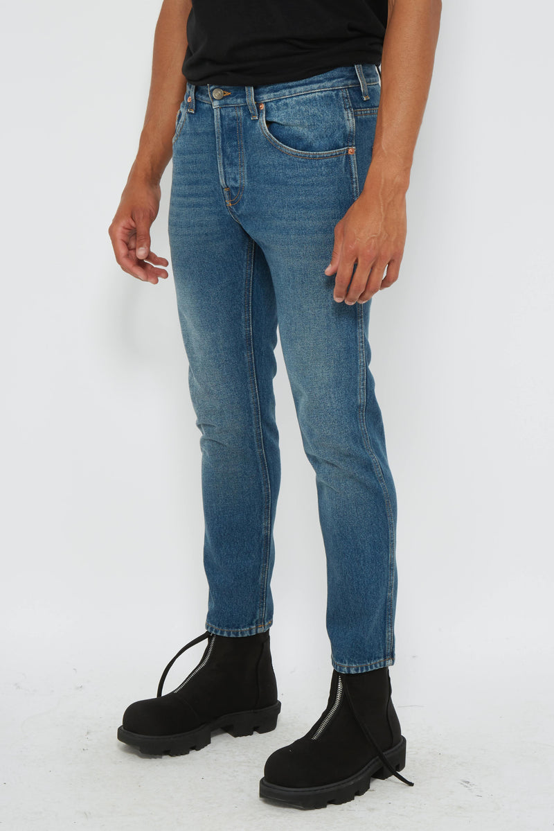 Jean droit slim en coton Gucci