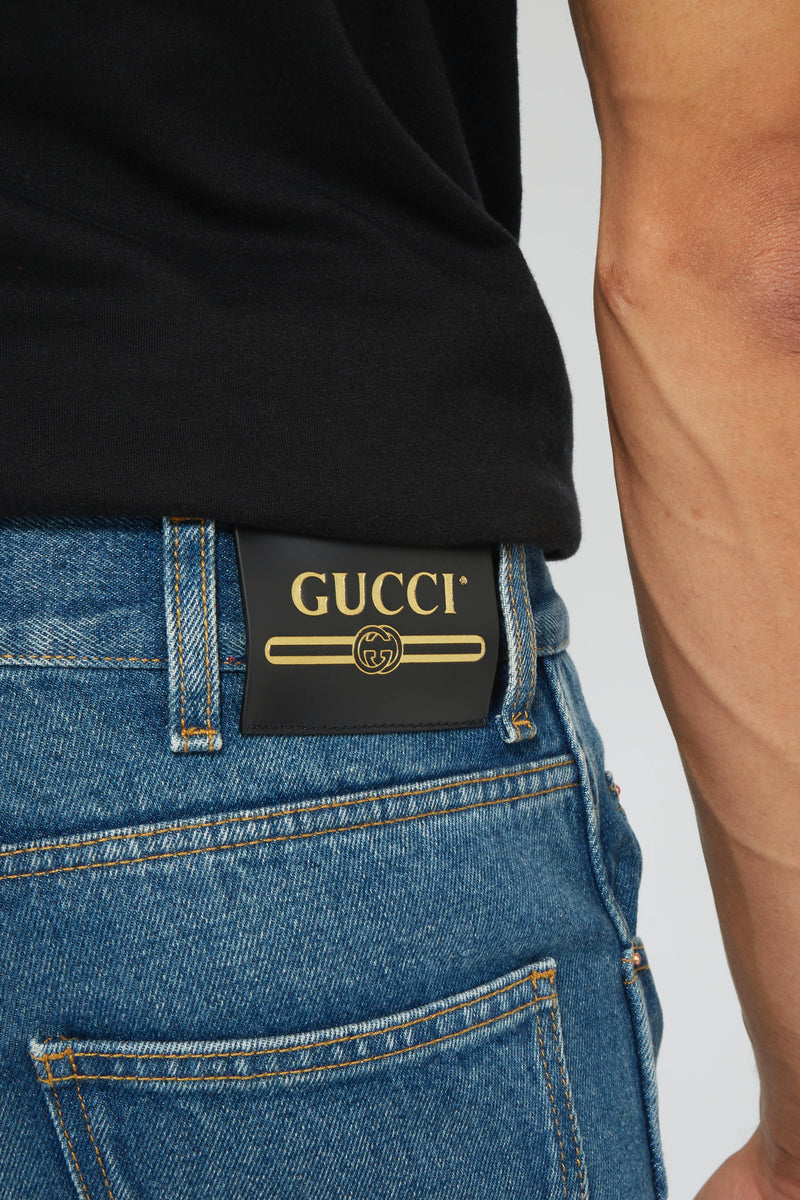 Jean droit slim en coton Gucci