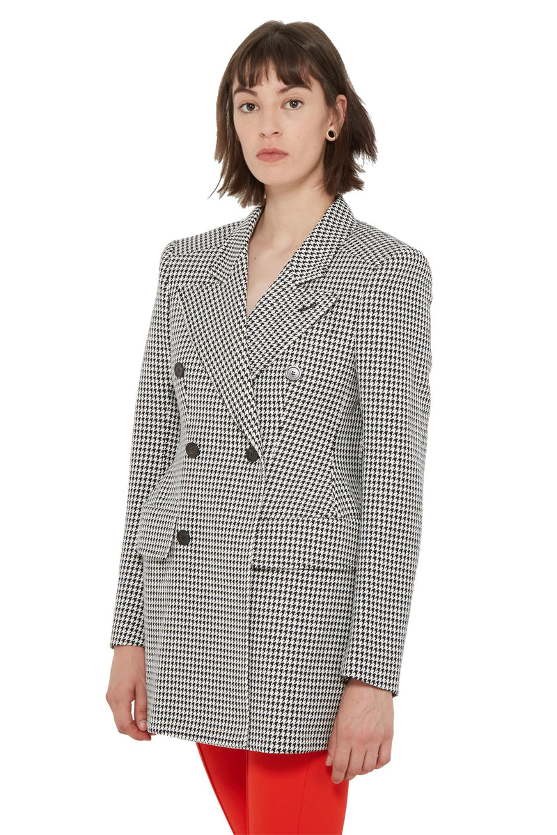 Blazer noir et blanc en laine à carreaux pied-de-poule Balenciaga