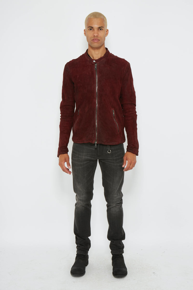 Veste courte en cuir rouge Giorgio Brato