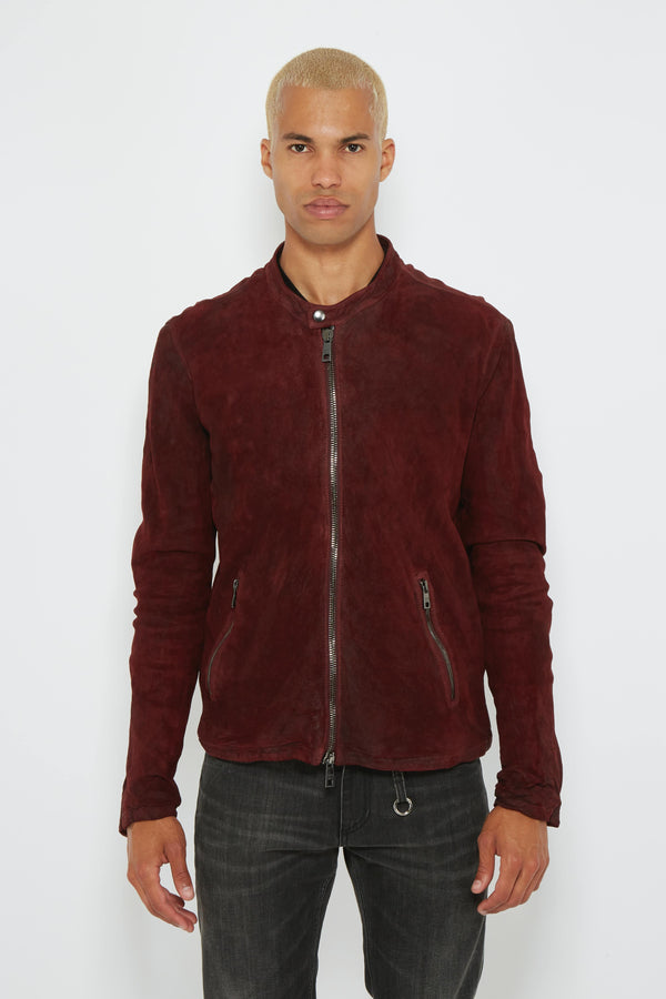 Veste courte en cuir rouge Giorgio Brato