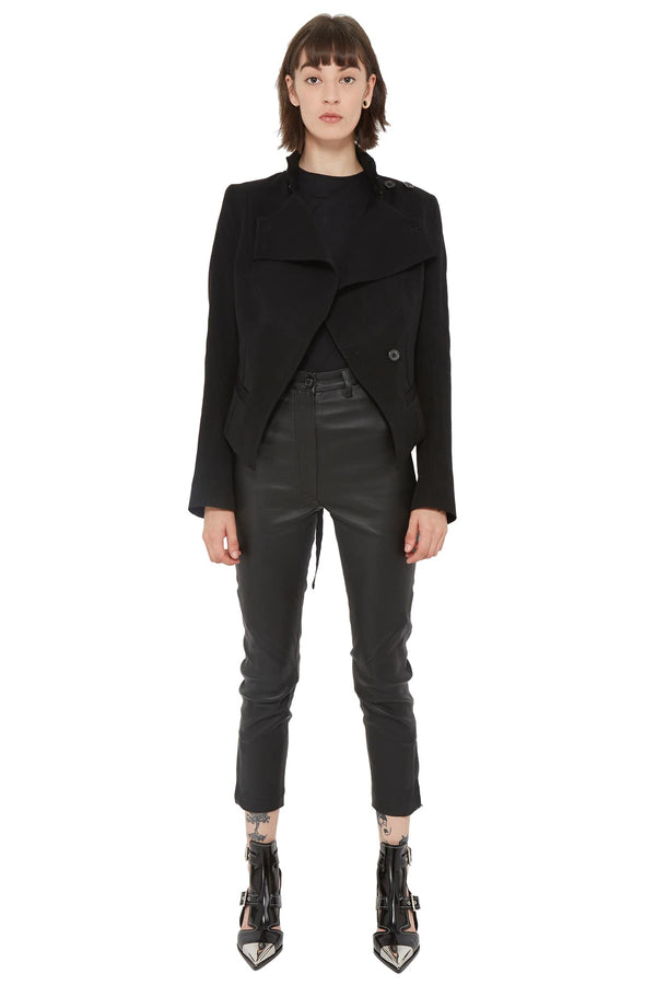 Veste crop en coton et laine noir Ann Demeulemeester