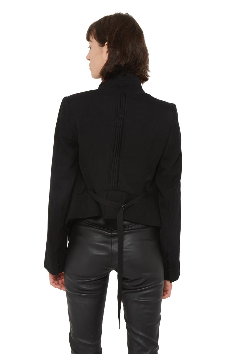 Veste crop en coton et laine noir Ann Demeulemeester