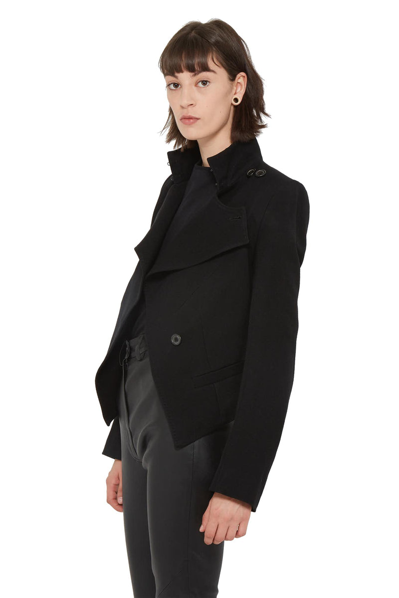 Veste crop en coton et laine noir Ann Demeulemeester