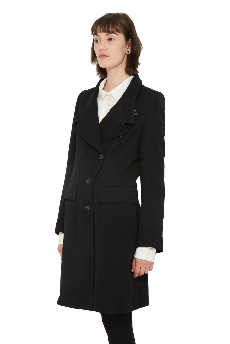 Veste mi-longue en coton et laine noir Ann Demeulemeester