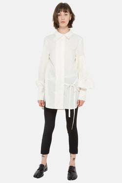 Chemise à détails plissés en coton beige  Ann Demeulemeester