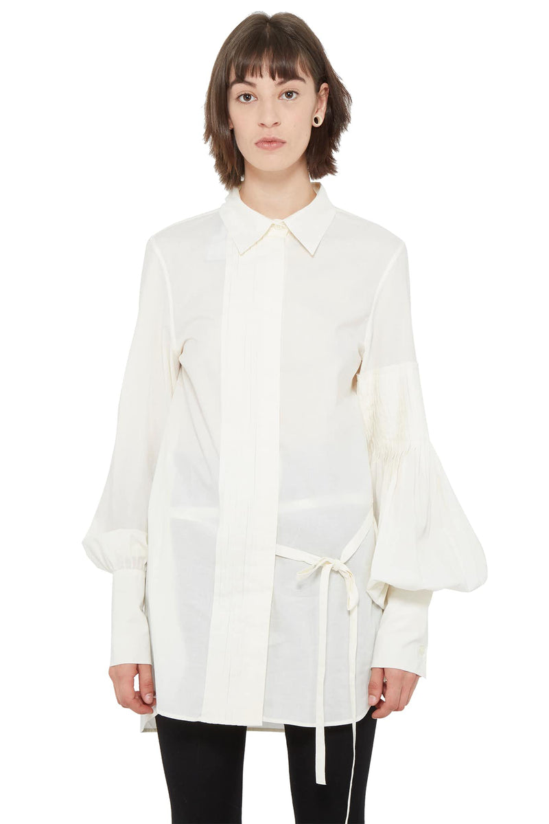 Chemise à détails plissés en coton beige  Ann Demeulemeester