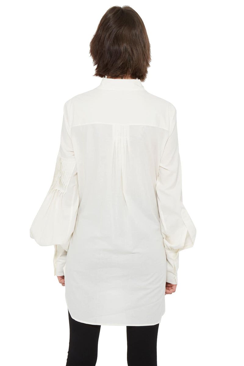 Chemise à détails plissés en coton beige  Ann Demeulemeester