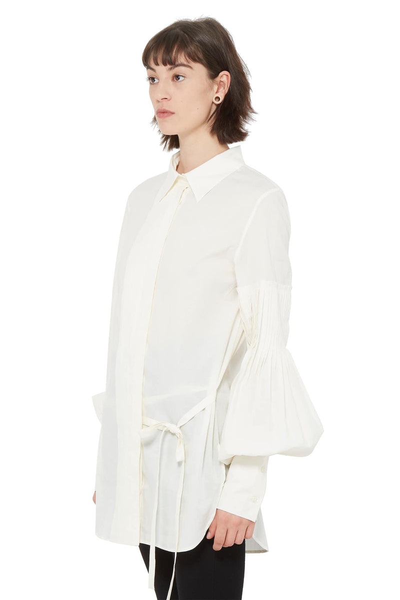 Chemise à détails plissés en coton beige  Ann Demeulemeester