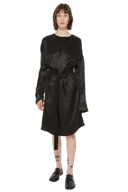 Robe noire à taille ceinturée Ann Demeulemeester