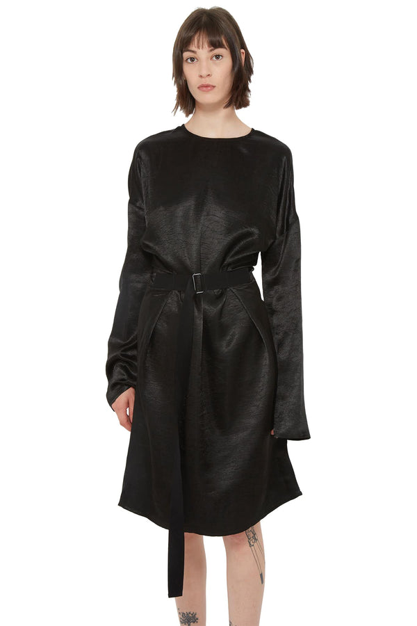 Robe noire à taille ceinturée Ann Demeulemeester