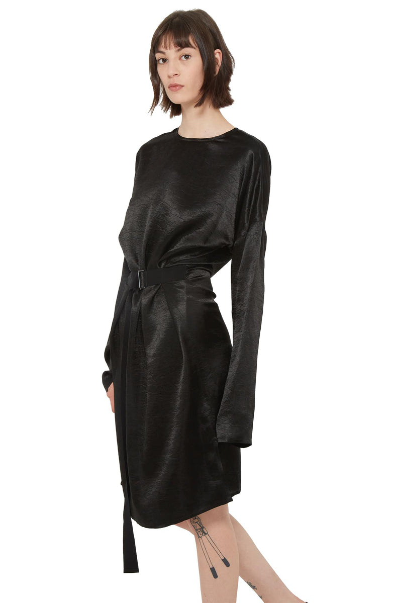 Robe noire à taille ceinturée Ann Demeulemeester