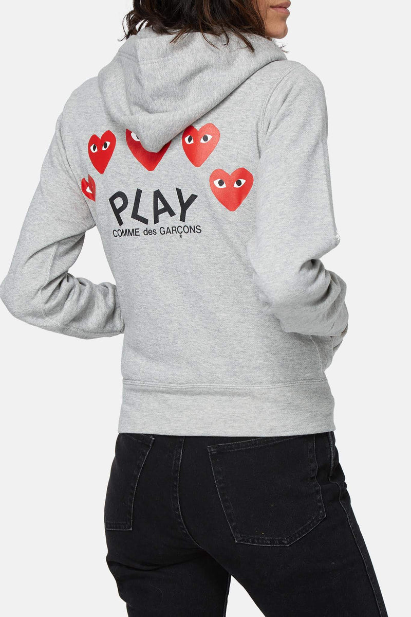 Hoodie brodé gris PLAY Comme des Garçons