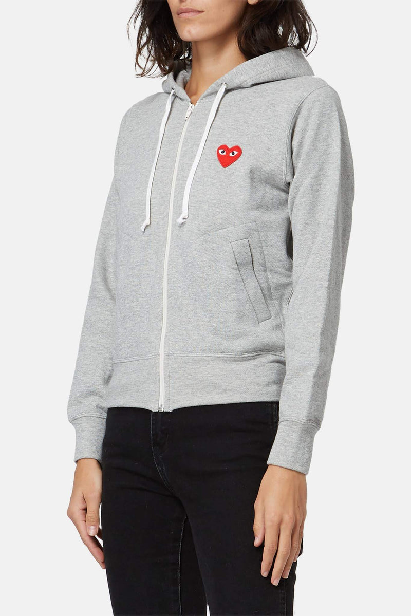 Hoodie brodé gris PLAY Comme des Garçons