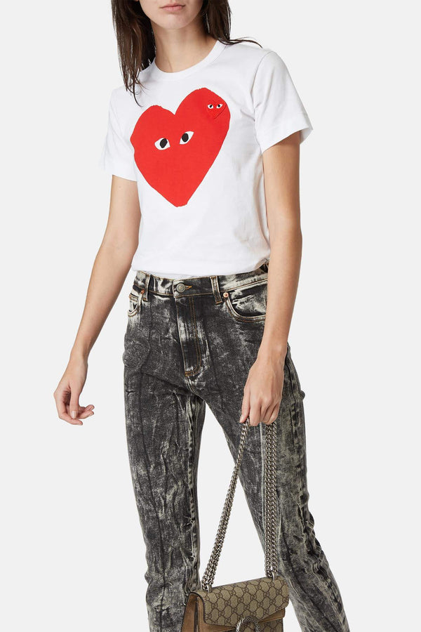 T-shirt imprimé en coton Play Comme Des Garçons