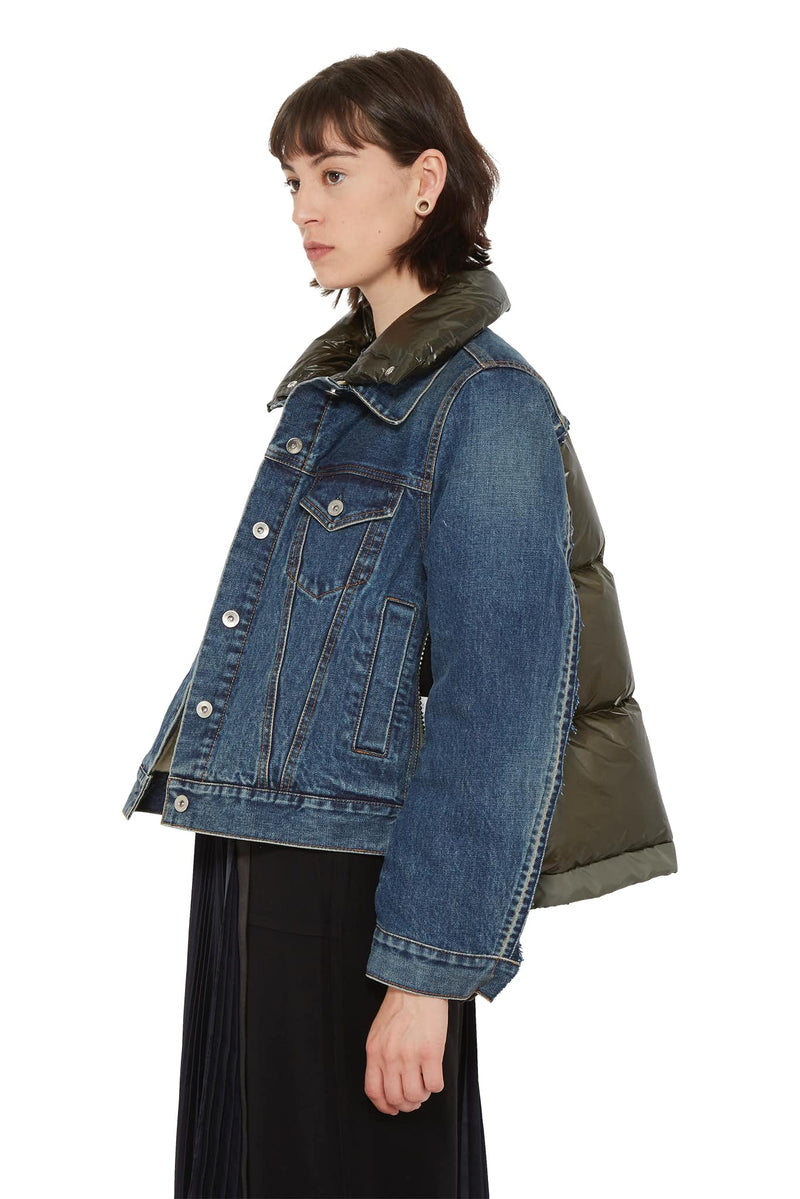 Veste en jean à empiècements matelassés Sacai