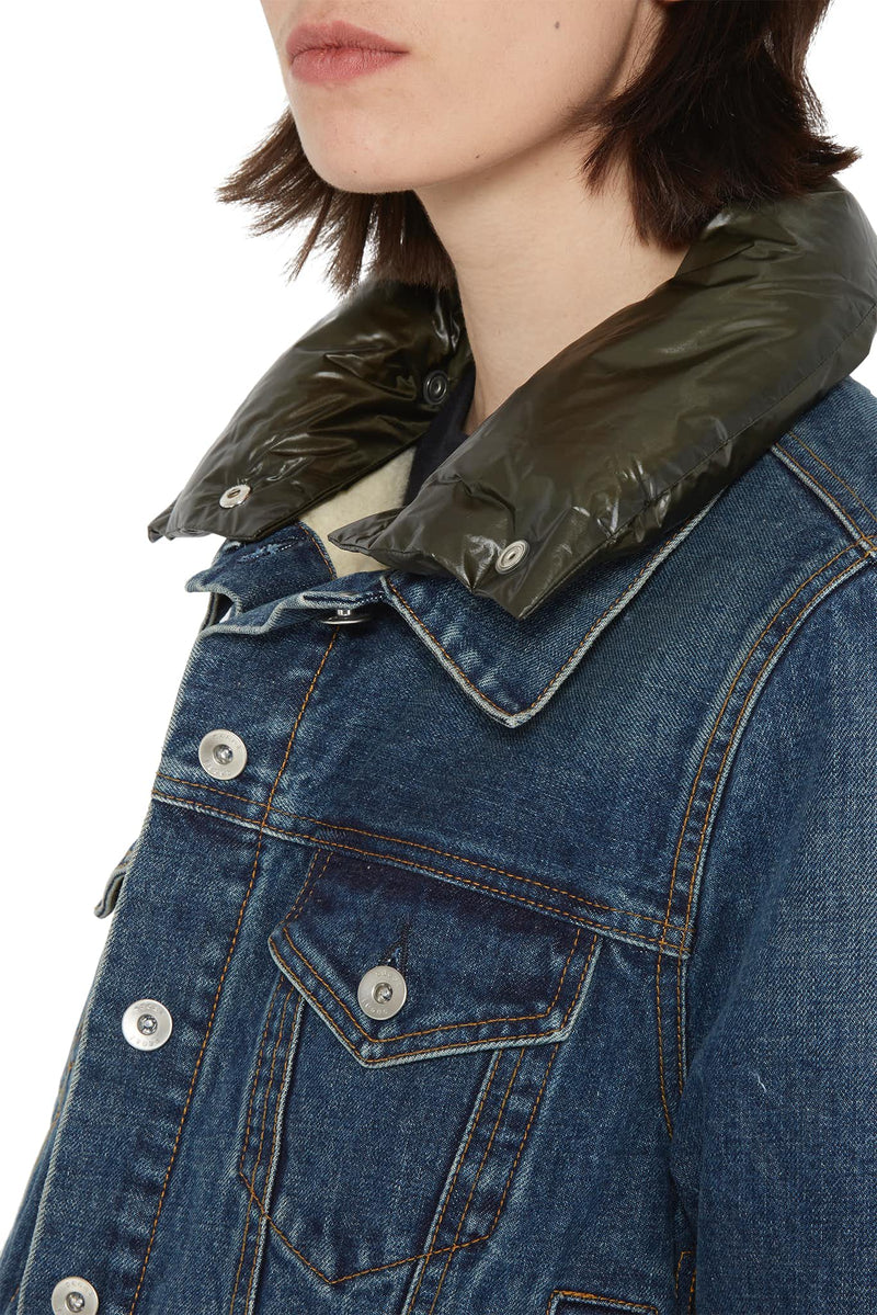 Veste en jean à empiècements matelassés Sacai