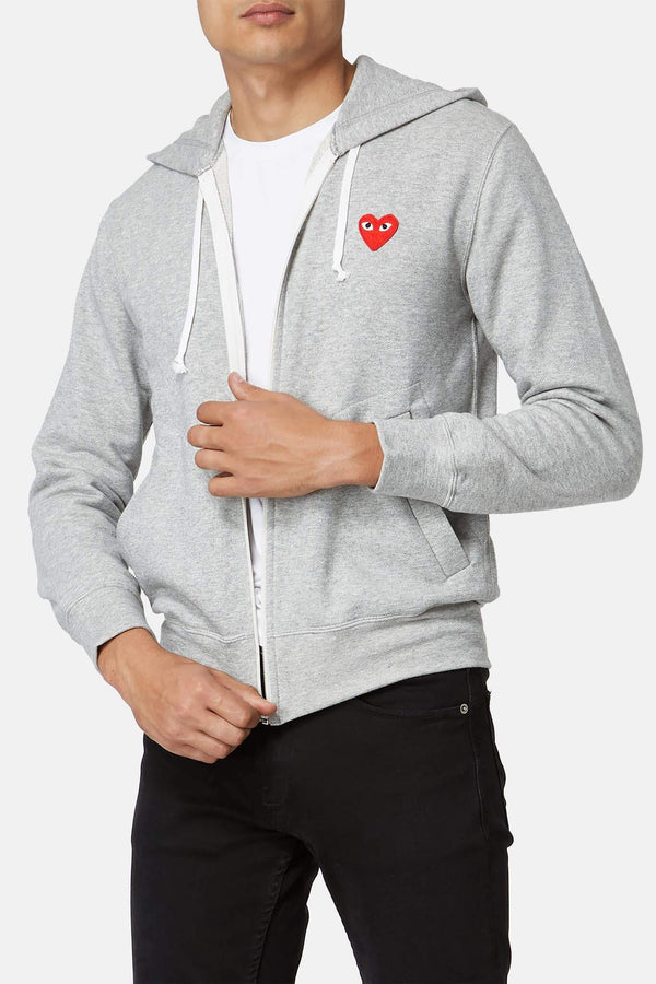 Hoodie brodé gris PLAY Comme des Garçons